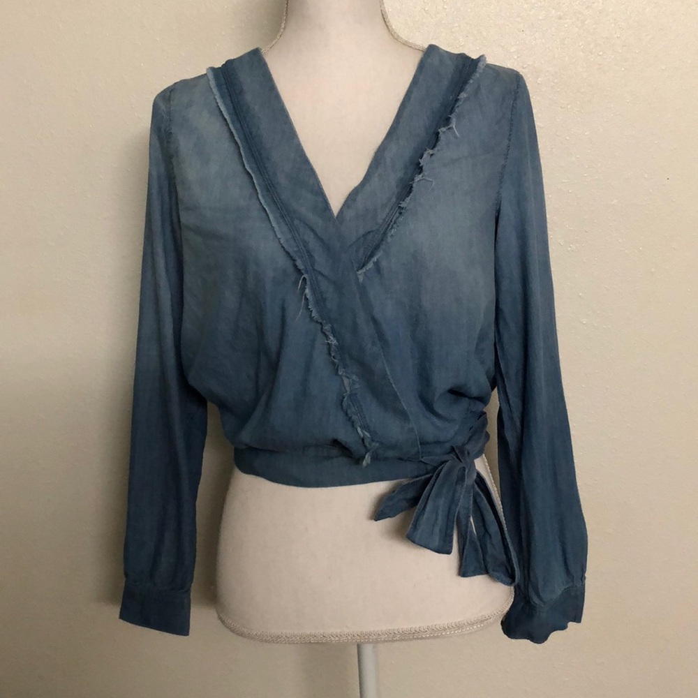 Wraparound Denim Blouse